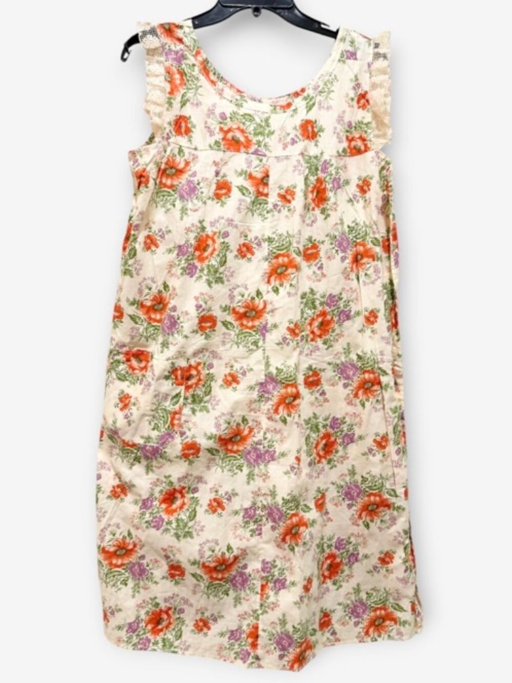Vintage Floral Cotton Shift Dress Size Large
